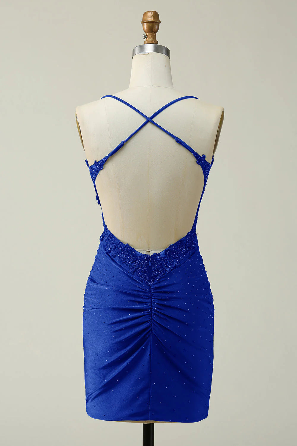A Line Body con Spaghetti Straps Short/Mini Homecoming Dress with Appliques