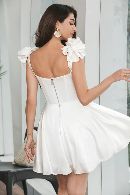 A-Line Cocktail Dresses Corset Short Simple Graduation Dress with Ruffles