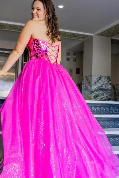 Sweetheart  Broken Mirrors A-line Long Prom Gown