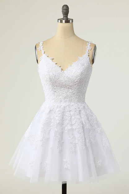 Appliques V-Neck A-Line Short Cocktail Dress
