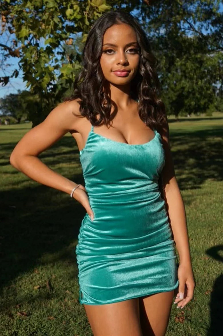 Velvet Lace-Up Short Party Dress