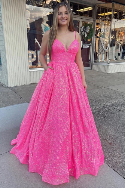 Sequin Empire Long Prom Dress