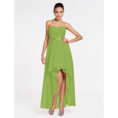 Ball Gown / A-Line Bridesmaid Dress Sweetheart Strapless Sleeveless Lace Up Asymmetrical / Short / Mini Chiffon with Criss Cross / Ruched / Draping