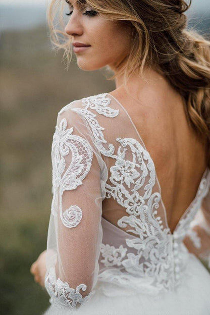 Boho Wedding Dress Low Open Back Bridal Gown Separates Wedding Dress