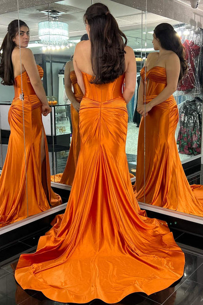 Sweep/Brush Train Dresses Sweetheart Cut Out Mermaid Long Prom Dress with Slit