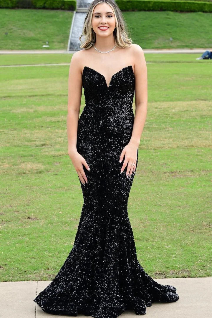 Sequins Trumpet Long Formal Dress with Sweetheart