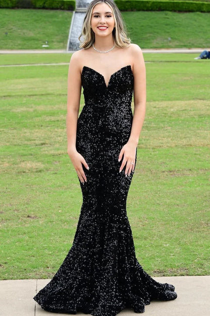 Sequins Trumpet Long Formal Dress with Sweetheart