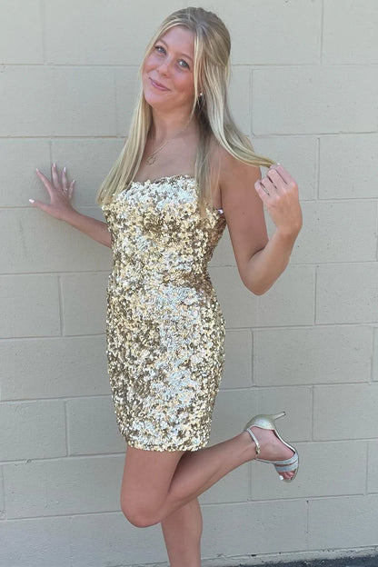 Sequin Strapless Bodycon Short Party Dress