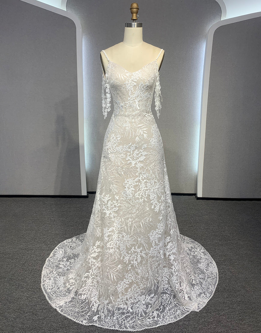 Cold Shoulder Backless Wedding Dress