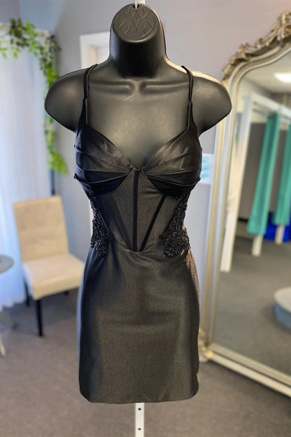 Bustier Bodycon Short Gown with Appliques
