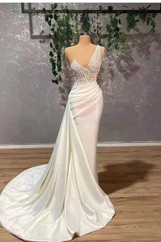 Sheath One Shoulder  Sweep/Brush Train Dresses Long Prom Dress With Sequins