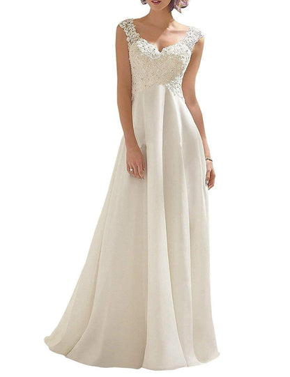 New Pattern Wedding Dress Lace Double V-Neck Sleeveless Dress Elegant Plus Size Formal Women's Dresses