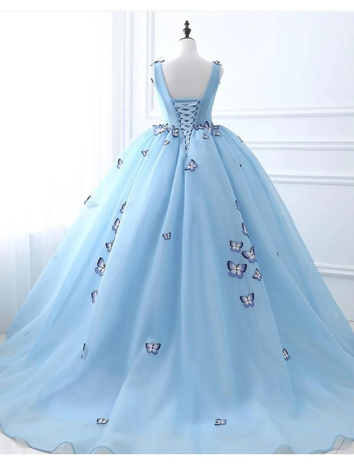 Ball Gown Prom Dresses Luxurious Dress Engagement Court Train Sleeveless V Neck Tulle with Pleats Appliques 2