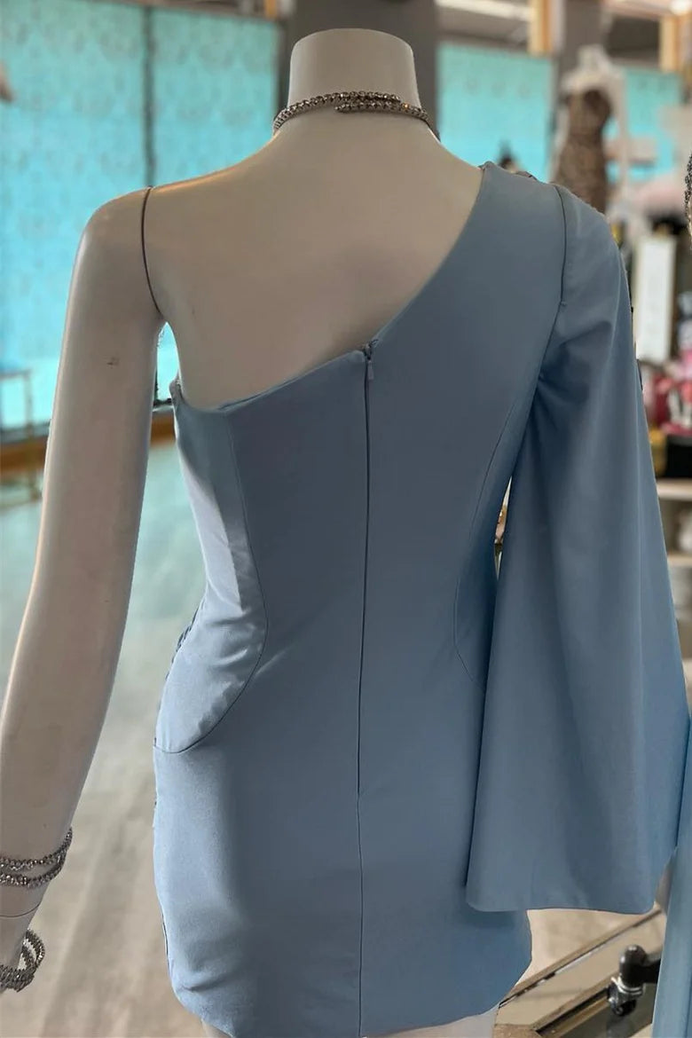 One-Sleeve Tulip Short Party Dress