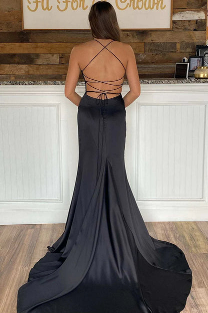 Elegant  Lace-Up Long Formal Dress with Slit
