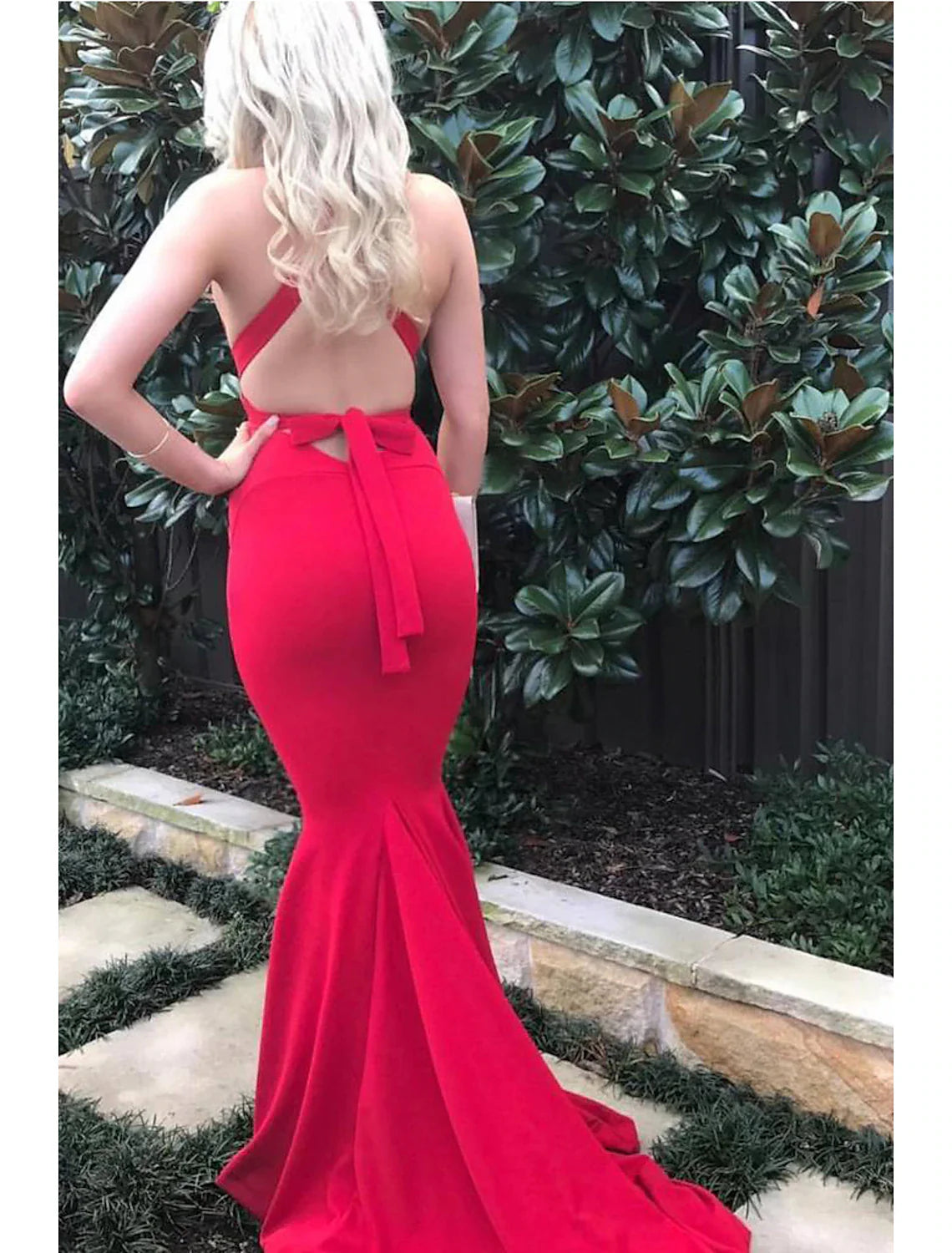 Mermaid / Trumpet Evening Gown Sexy Dress Formal Court Train Sleeveless V Neck Stretch Fabric with Strappy