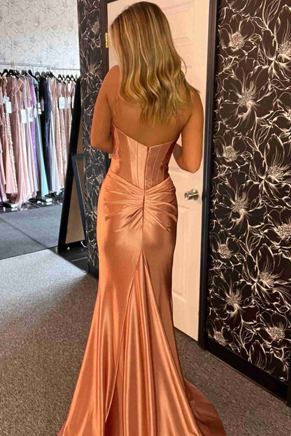 Sheath Sweep/Brush Train Dresses Fuchsia Pleated Mermaid Long Prom Dress