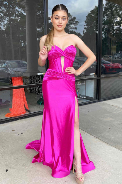 Sweep/Brush Train Dresses Sweetheart Cut Out Mermaid Long Prom Dress with Slit