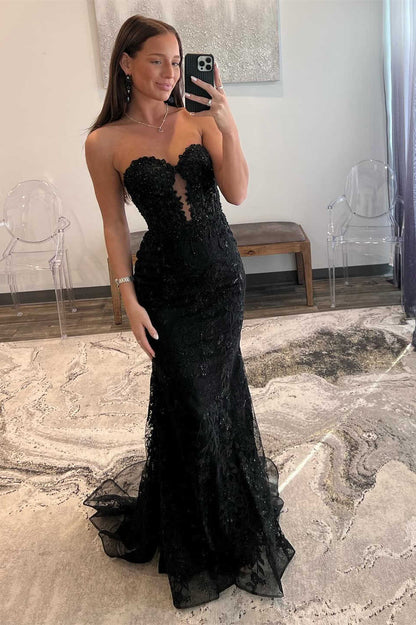 Sheath Mermaid Sweetheart Brush Train Dresses Periwinkle Keyhole  Prom Dress with Appliques