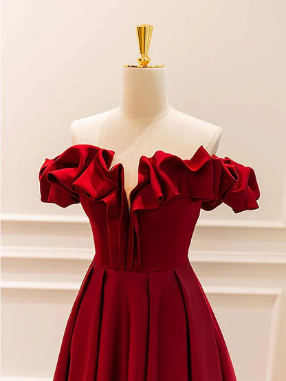 Ball Gown A-Line Evening Gown Empire Dress Prom Floor Length Sleeveless V Neck Jersey with Pleats