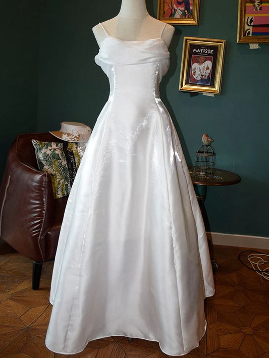 New Pattern Wedding Dress A Line Vintage Spaghetti Straps Backless Elegant Formal Dresses