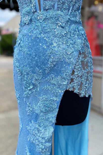Sequin Appliques Cold-Shoulder Long Prom Gown with Slit