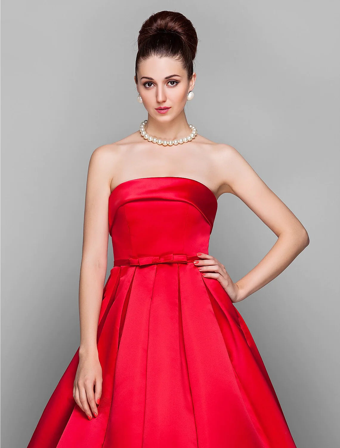 Ball Gown Elegant Dress Quinceanera Floor Length Sleeveless Strapless Satin with Bow(s)