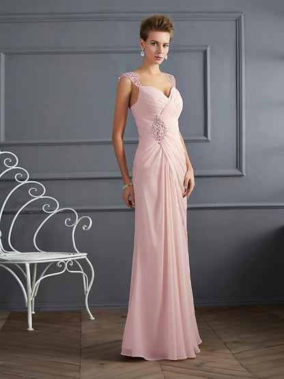 Mermaid / Trumpet Evening Gown Sparkle & Shine Dress Formal Floor Length Sleeveless Spaghetti Strap Chiffon with Rhinestone Ruched