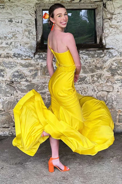 Two-Piece  One-Shoulder Fringe Long Prom Dress with Slit