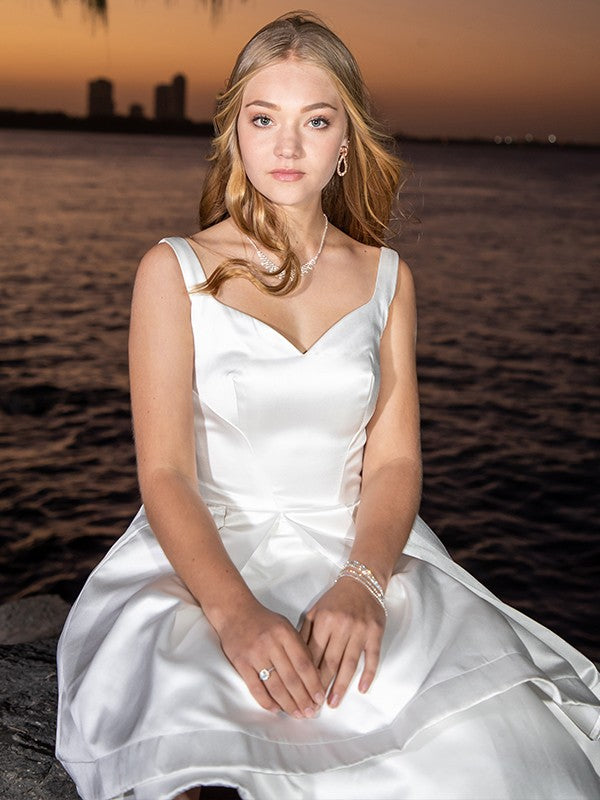 A-Line/Princess Satin Ruffles Sweetheart Sleeveless Short/Mini Homecoming Dresses
