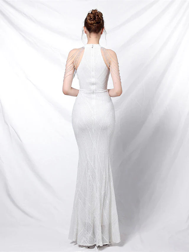 Mermaid / Trumpet Prom Dresses Elegant Dress Formal Floor Length Sleeveless Halter Sequined with SequinMermaid / Trumpet Prom Dresses Elegant Dress Formal Floor Length Sleeveless Halter Sequined with Sequin
