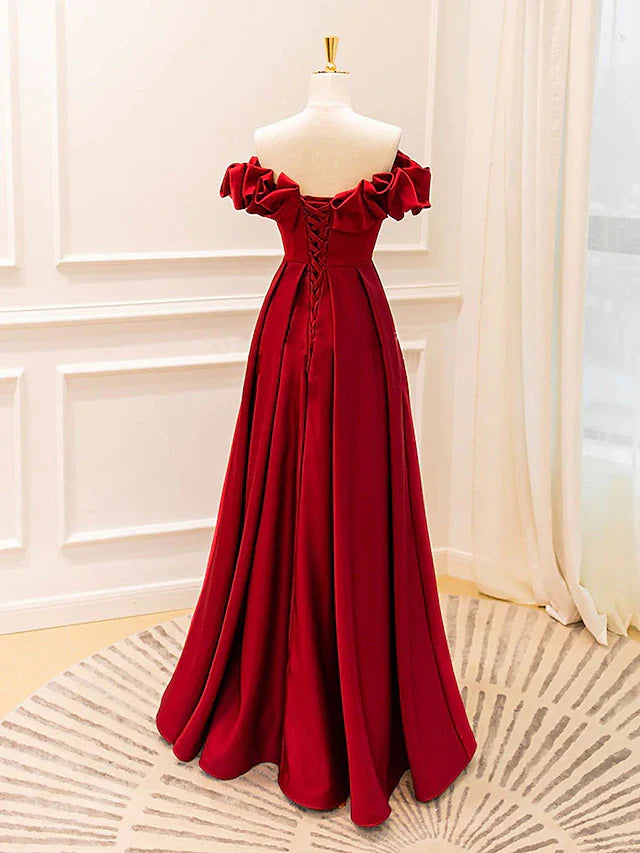 Ball Gown A-Line Evening Gown Empire Dress Prom Floor Length Sleeveless V Neck Jersey with Pleats