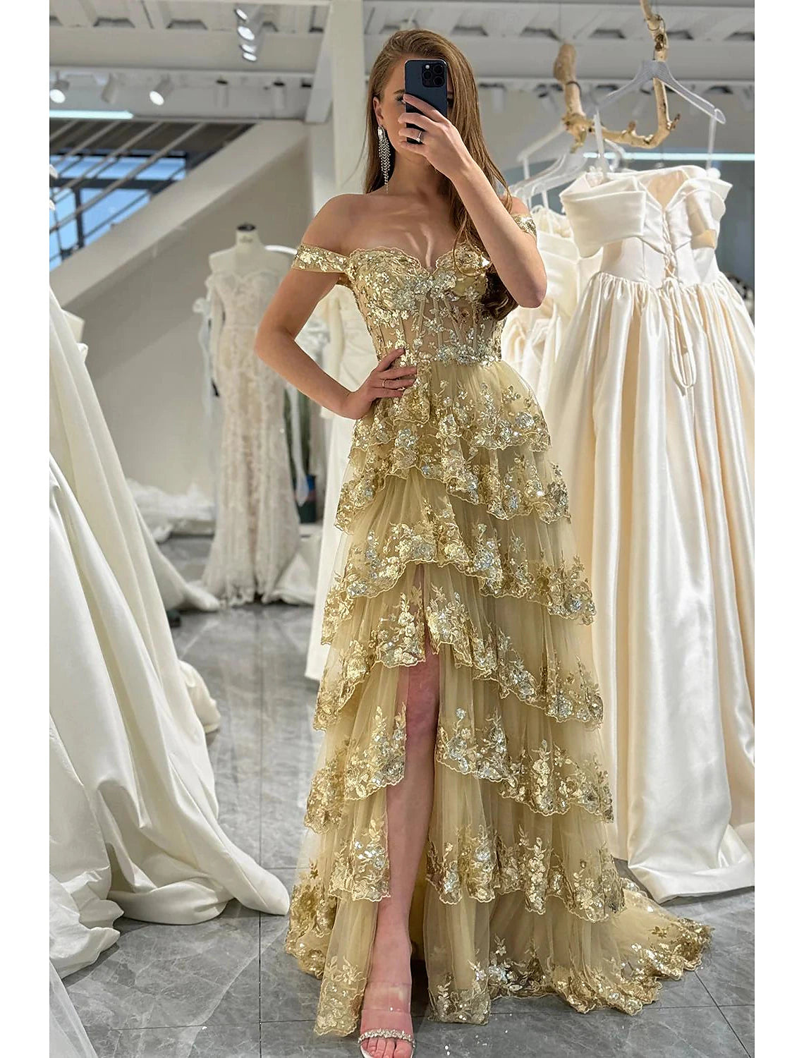 Sheath Mermaid Prom Dresses Corsets Dress Evening Party Court Train Sleeveless Off Shoulder Appliques with Sequin Slit