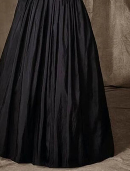 A-Line Wedding Guest Elegant Jewel Neck Floor Length Taffeta Sequined Sleeveless with Pleats