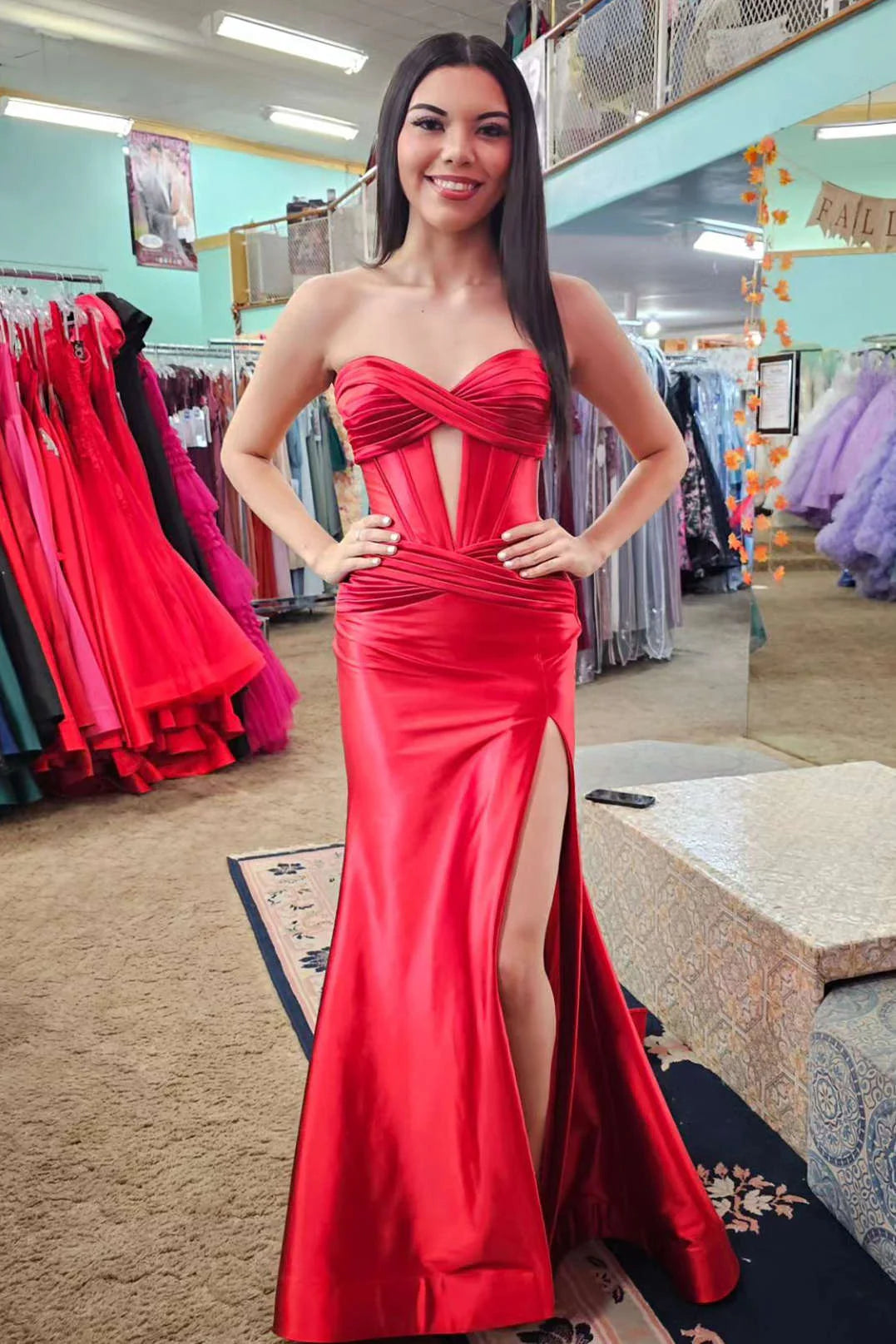 Sweep/Brush Train Dresses Sweetheart Cut Out Mermaid Long Prom Dress with Slit