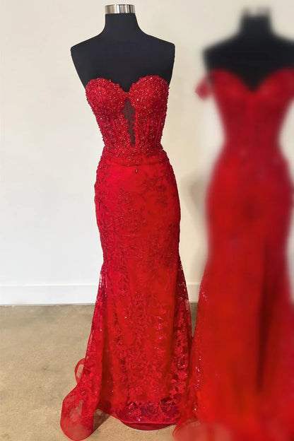 Sheath Mermaid Sweetheart Brush Train Dresses Periwinkle Keyhole  Prom Dress with Appliques