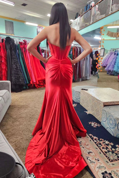Sweep/Brush Train Dresses Sweetheart Cut Out Mermaid Long Prom Dress with Slit
