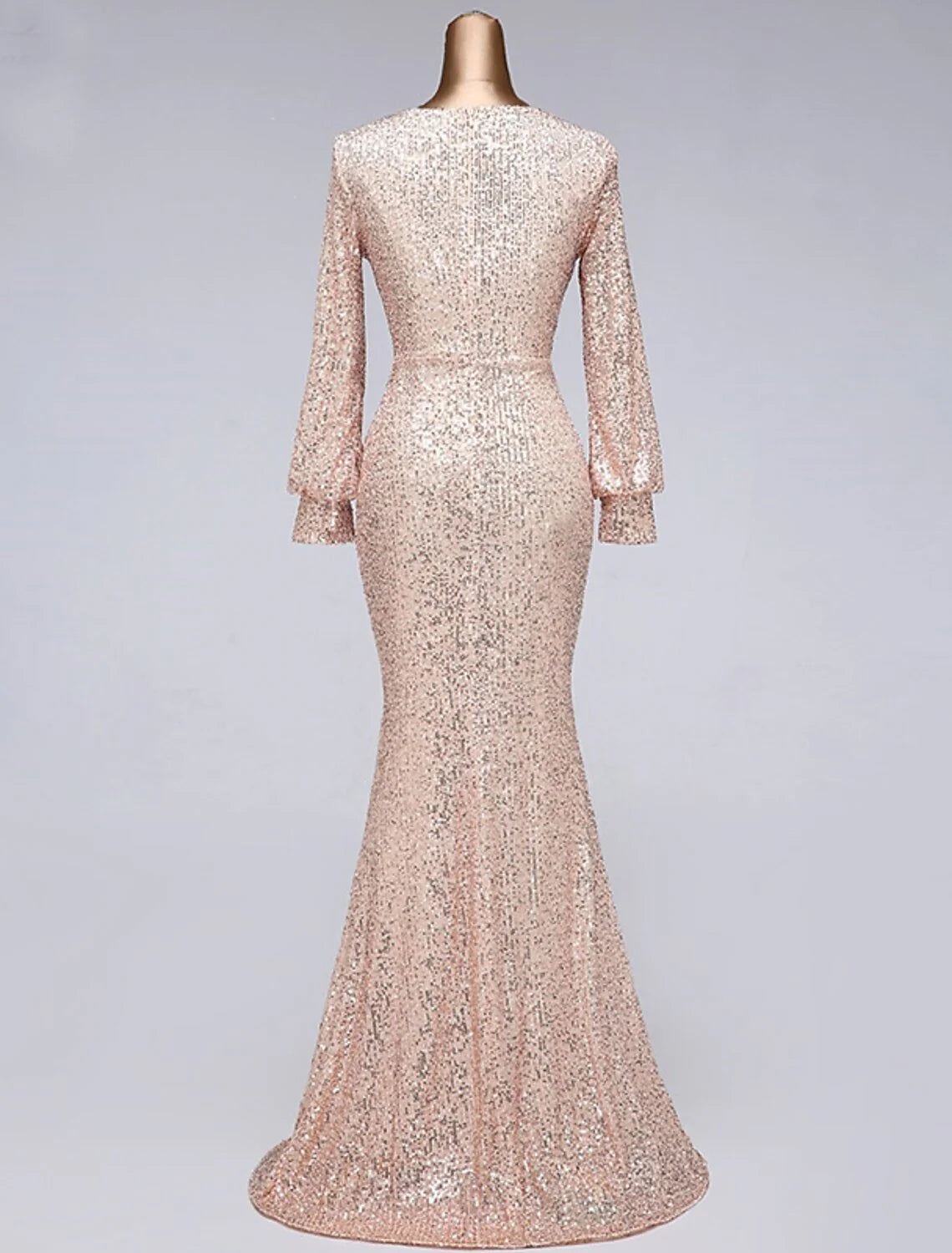 Mermaid / Trumpet Evening Gown Elegant Dress Wedding Guest Floor Length Long Sleeve V Neck Tulle with Sequin Slit
