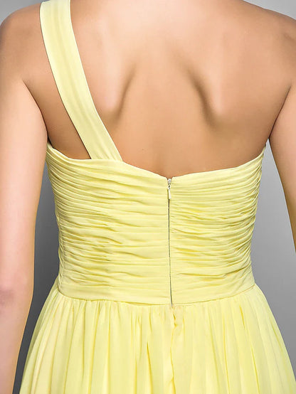 Sheath / Column Minimalist Dress Holiday Sweep / Brush Train Sleeveless One Shoulder Georgette with Criss Cross Ruched
