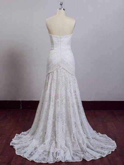 Lace Beach Wedding Dresses Sweetheart Neck Wedding Dresses