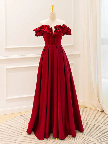 Ball Gown A-Line Evening Gown Empire Dress Prom Floor Length Sleeveless V Neck Jersey with Pleats