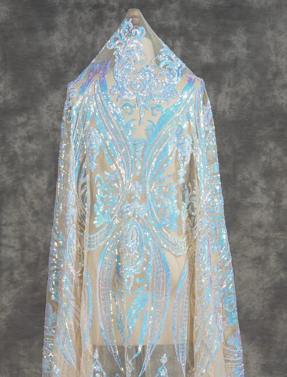 Mermaid / Trumpet Evening Gown Floral Dress Formal Chapel Train Long Sleeve V Neck Sequined Backless with Sequin Slit