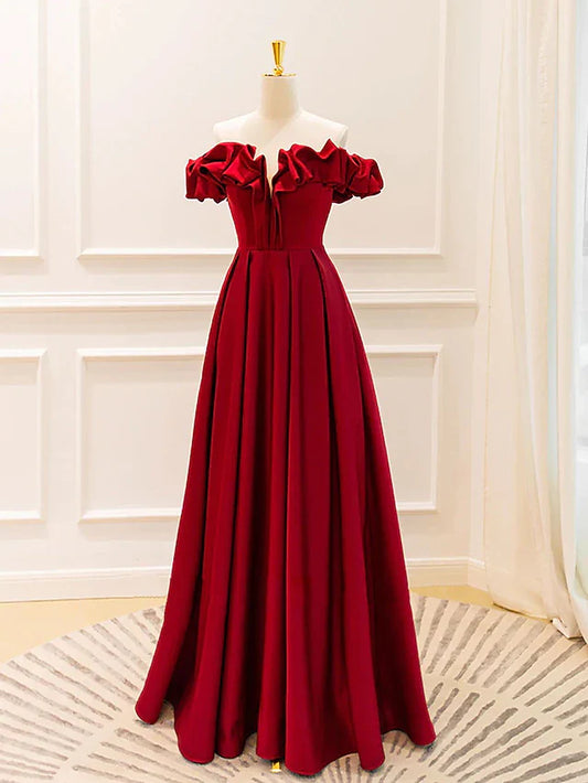 Ball Gown A-Line Evening Gown Empire Dress Prom Floor Length Sleeveless V Neck Jersey with Pleats