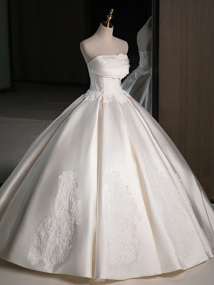 Wedding Dress A-Line Satin Lace Dignified Elegant Long Weeding Party Dress
