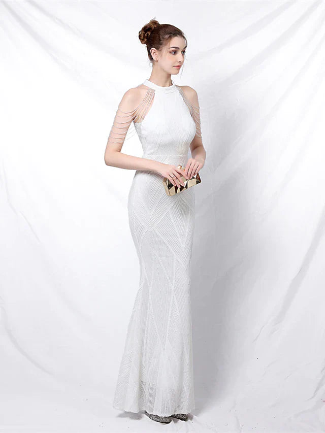 Mermaid / Trumpet Prom Dresses Elegant Dress Formal Floor Length Sleeveless Halter Sequined with SequinMermaid / Trumpet Prom Dresses Elegant Dress Formal Floor Length Sleeveless Halter Sequined with Sequin