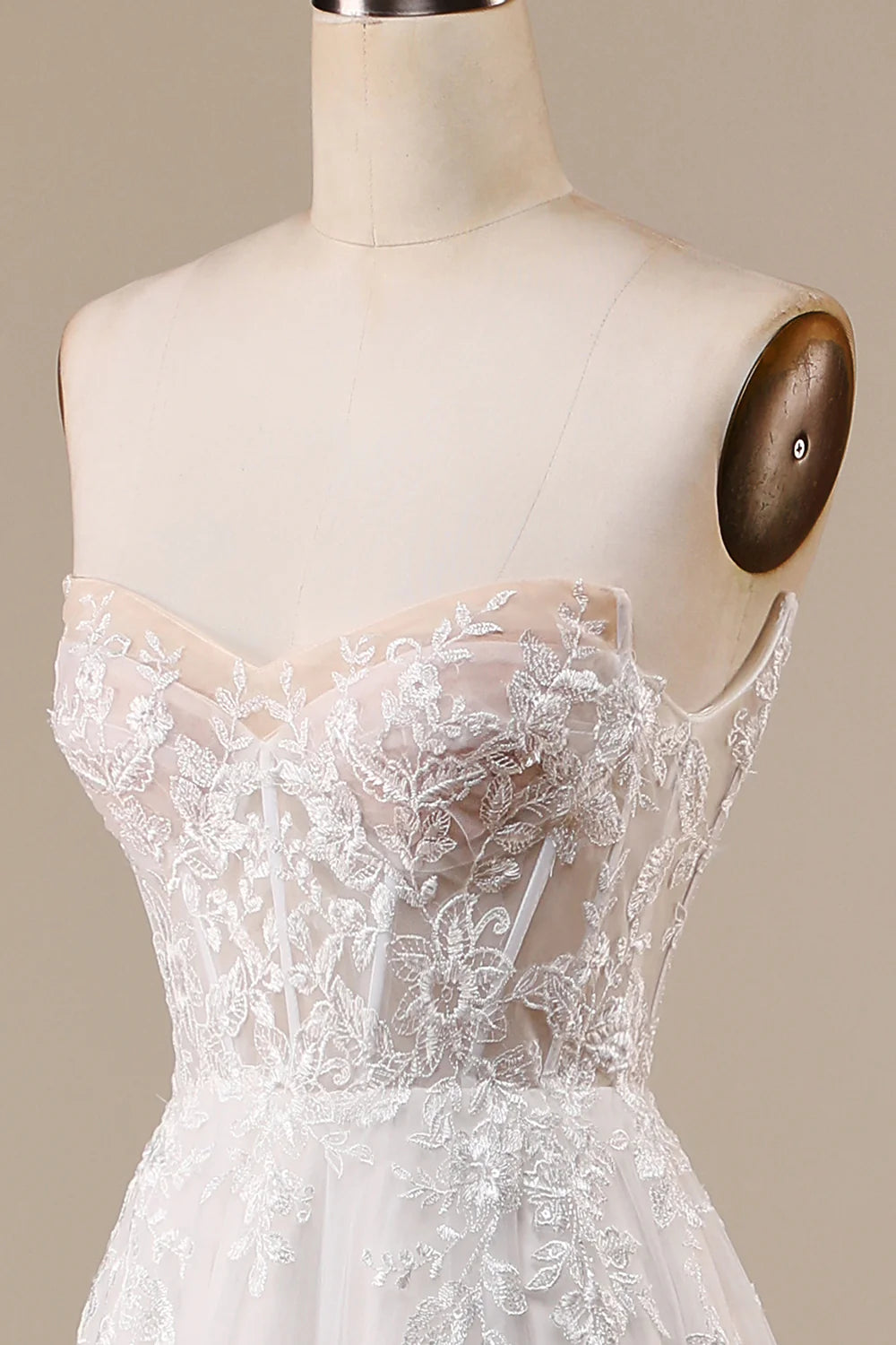 A-Line/Princess Tulle Applique  Off the Shoulder Chapel Train Wedding Dresses Ivory Detachable Corset Tulle Wedding Dress